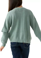 Girls 7-16 Crew Neck Solid Sweater