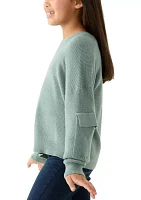 Girls 7-16 Crew Neck Solid Sweater