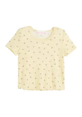 Girls 4-6x Lace Round Neck Top