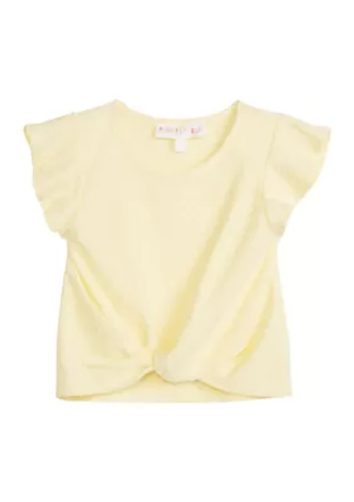 Girls 4-6x Twist Front Flutter Sleeve Top