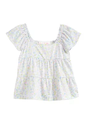 Girls 4-6x Tiered Flutter Sleeve Top