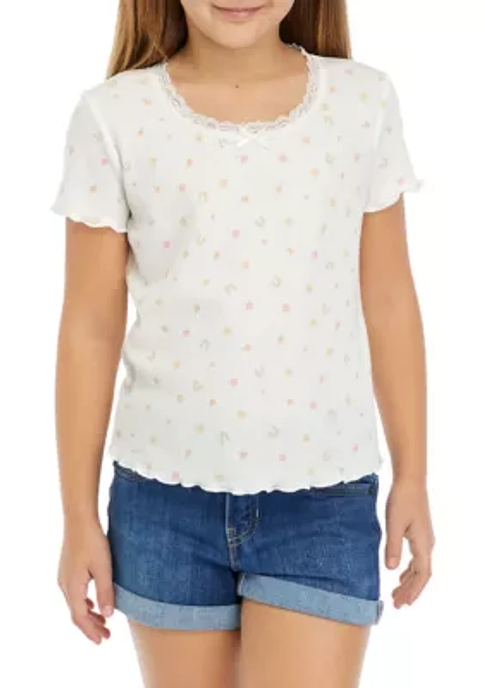 Girls 7-16 Lace Scoop Neck Top