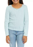 Girls 7-16 Lace Scoop Neck Top