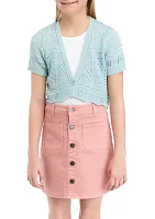 Girls 7-16 Eyelet Cropped Cardigan