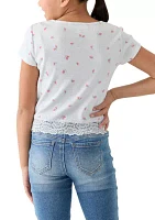 Girls 7-16 Strawberry Printed Top