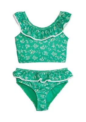 Girls 4-6x Floral Printed Two Piece Swimsuit