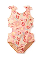 Girls 7-16 Floral Printed Cutout One-Piece Swimsuit