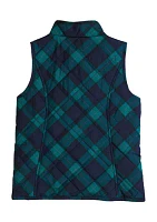 Girls 4-6x Tartan Printed Quilted Vest