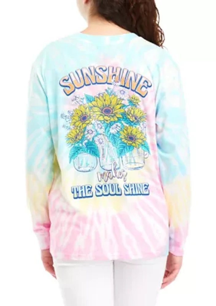 Girls 7-16 Tie Dye Sunshine and Sunflowers Graphic T-Shirt