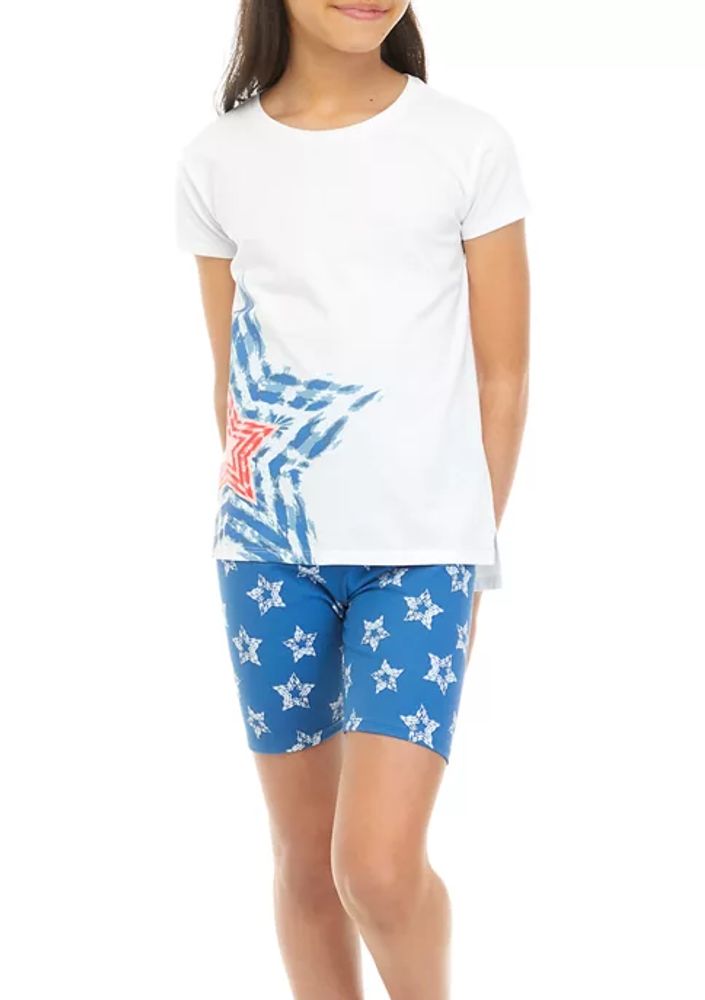 white bike short set