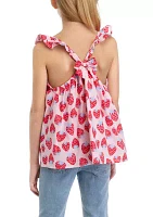 Girls 7-16 Printed Woven Flutter Sleeve Tank Top