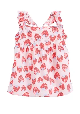 Girls 4-6x Woven Printed Flutter Sleeve Tank Top