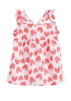 Girls 4-6x Woven Printed Flutter Sleeve Tank Top