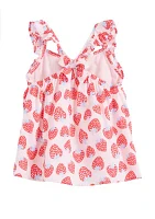 Girls 4-6x Woven Printed Flutter Sleeve Tank Top