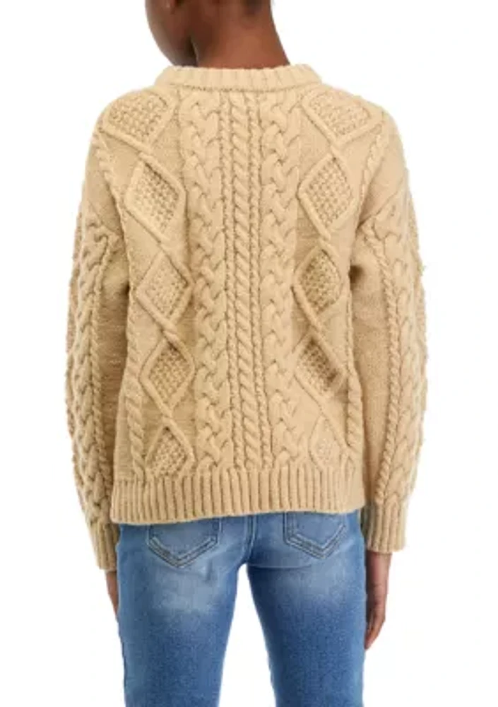 Girls 7-16 Cable Knit Sweater