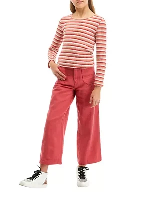 Girls 7-16 Chenille Sweater and Twill Pants Set