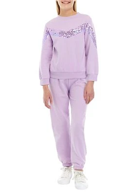 Girls 7-16 Sequin Chevron Fleece Jogger Set