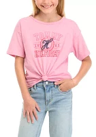 Girls 7-16 Script Short Sleeve Knotted T-Shirt