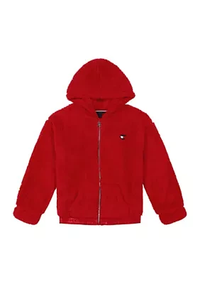 Girls 7-16 Minky Zip Front Hoodie