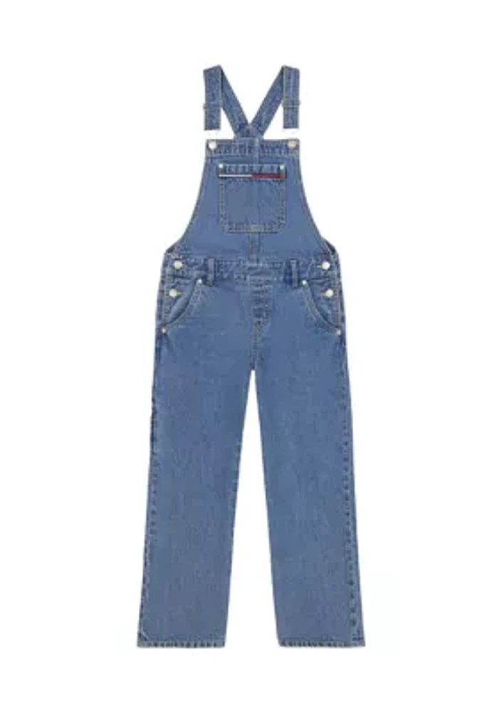 Girls 7-16 Wide Leg Denim Overalls