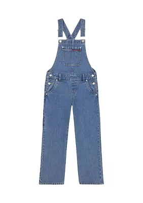 Girls 7-16 Wide Leg Denim Overalls