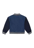 Girls 7-16 Denim Varsity Jacket