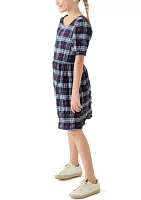 Girls 7-16 Printed Seersucker Puff Sleeve Dress