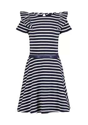 Girls 7-16 Striped Ruffle Dress