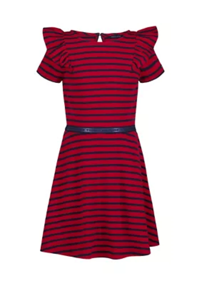 Girls 7-16 Stripe Ruffle Dress