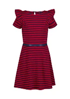 Girls 7-16 Stripe Ruffle Dress