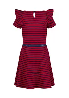 Girls 7-16 Stripe Ruffle Dress