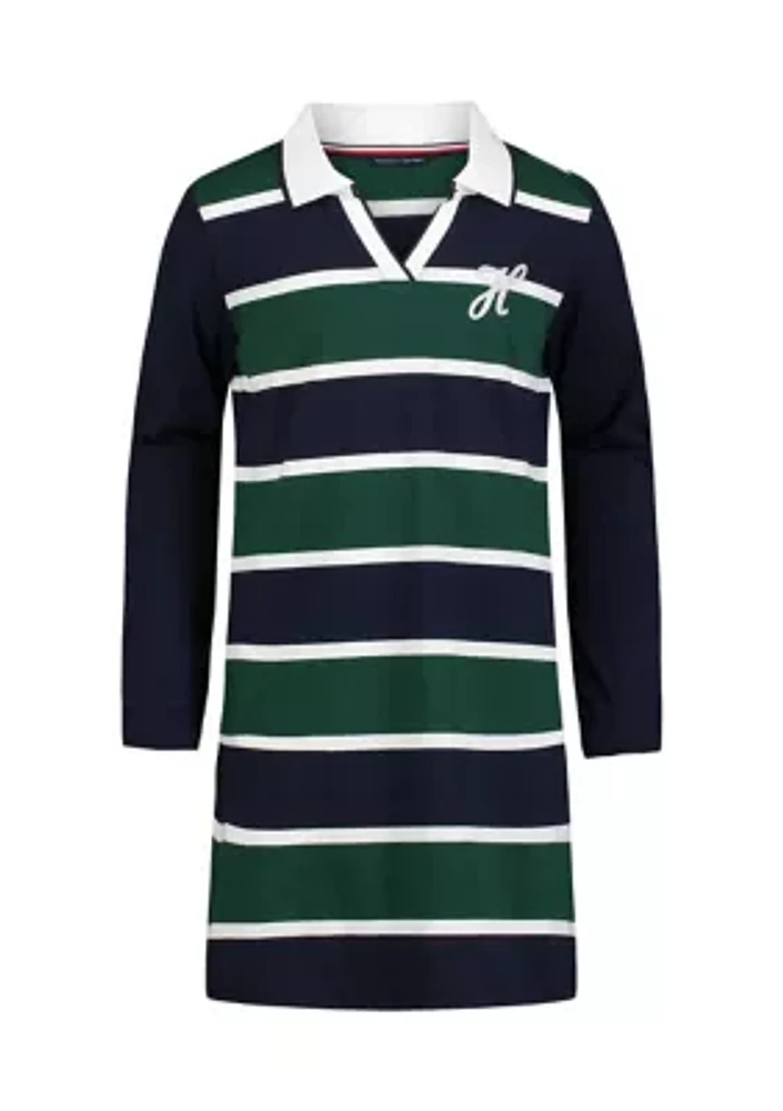 Girls 7-16 Rugby Long Sleeve Shirtdress