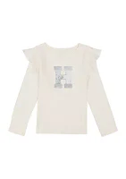 Girls 7-16 Ruffle Sequin Logo T-Shirt