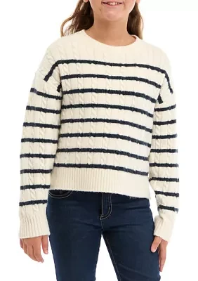 Girls 7-16 Stripe Cable Sweater