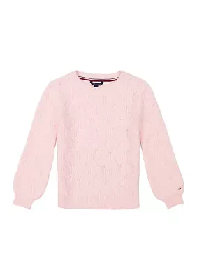 Girls 7-16 Heritage Pointelle Knit Sweater