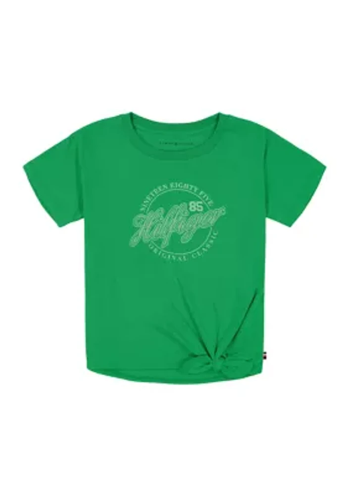 Girls 7-16 Script Logo Graphic Twist Front T-Shirt