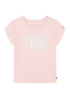 Girls 7-16 Arch Flip Sequin Logo T-Shirt