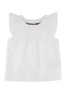 Girls 7-16 Eyelet Trimmed Tie Front Top