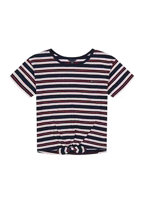 Girls 7-16 Stripe Tie Front T-Shirt