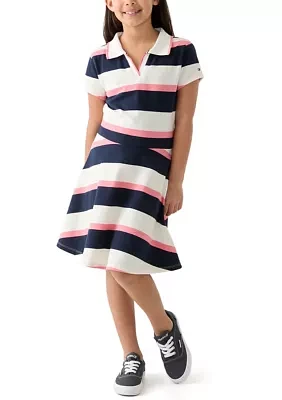 Girls 7-16 Yarn Dye Stripe Polo Dress