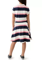 Girls 7-16 Yarn Dye Stripe Polo Dress