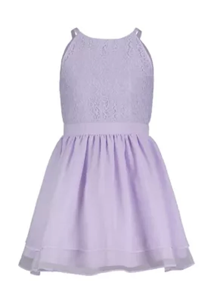 Girls 4-6x Lace and Chiffon Dress