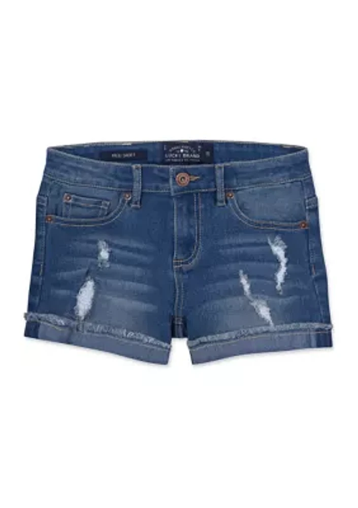 Girls 7-16 Distressed Cuffed Denim Shorts