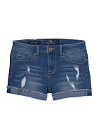 Girls 7-16 Distressed Cuffed Denim Shorts