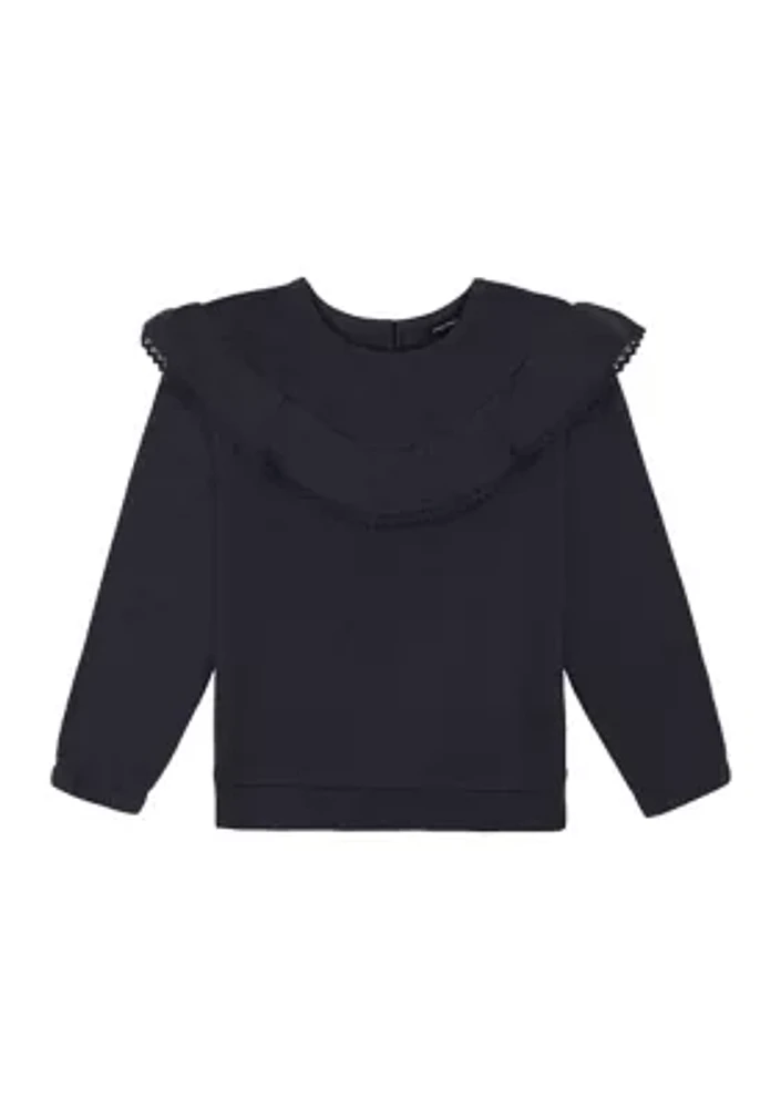 Girls 7-16 Ruffle Fleece Sweater