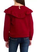 Girls 7-16 Ruffle Fleece Sweatshirt