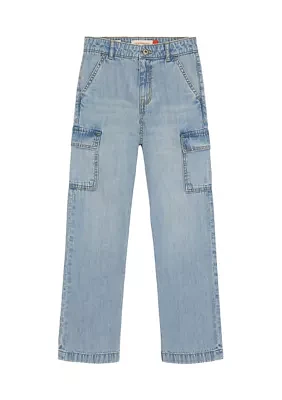 Girls 7-16 Wide Leg Demin Cargo Jeans