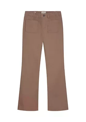 Girls 7-16 Patch Pocket Solid Flare Pants