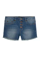 Girls 7-16 4-Button Shorts