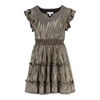 Girls 7-16 Metallic Knit Tiered A-Line Dress